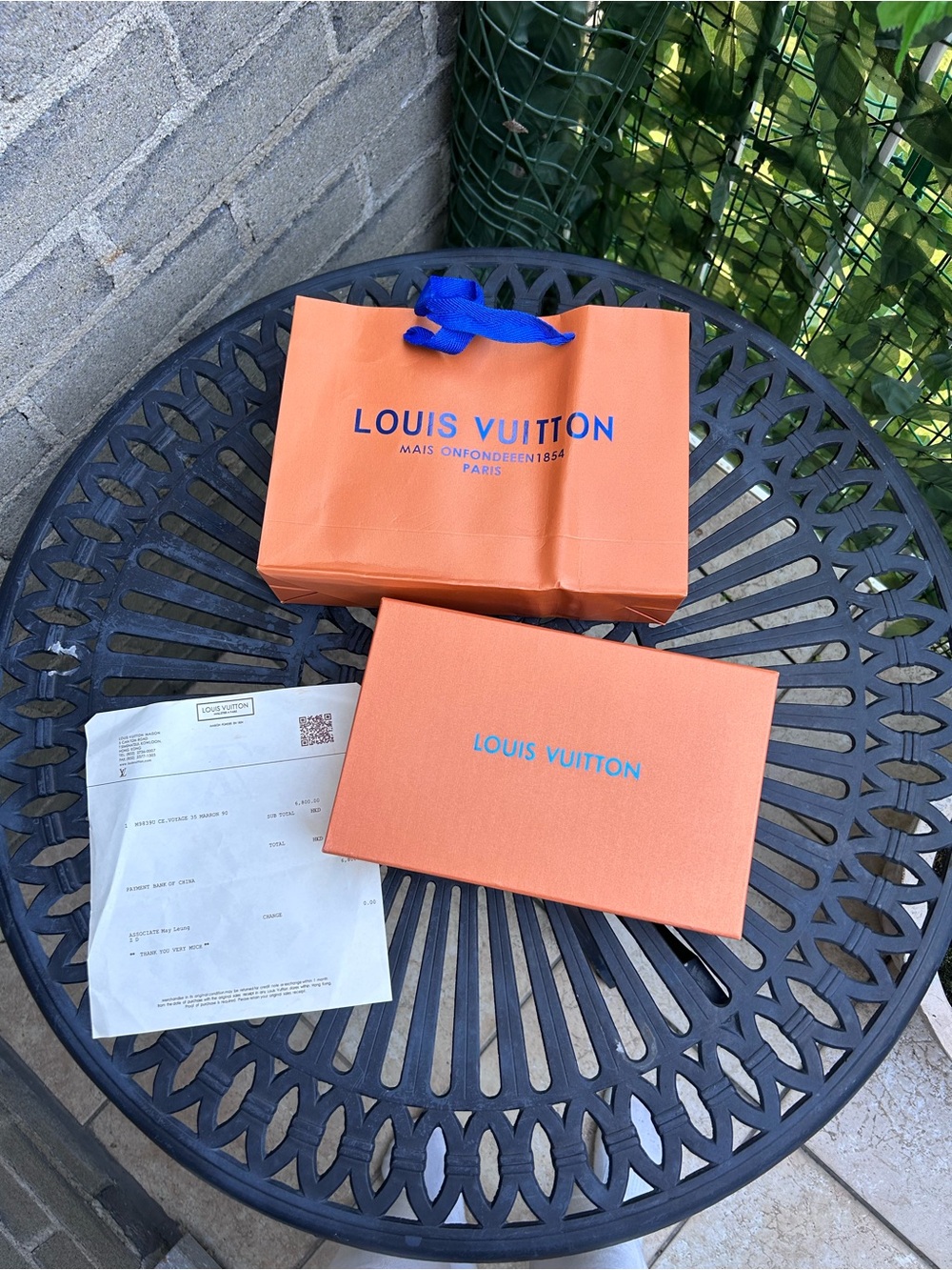Louis Vuitton Orange Gift Set with Blue Logo Accents